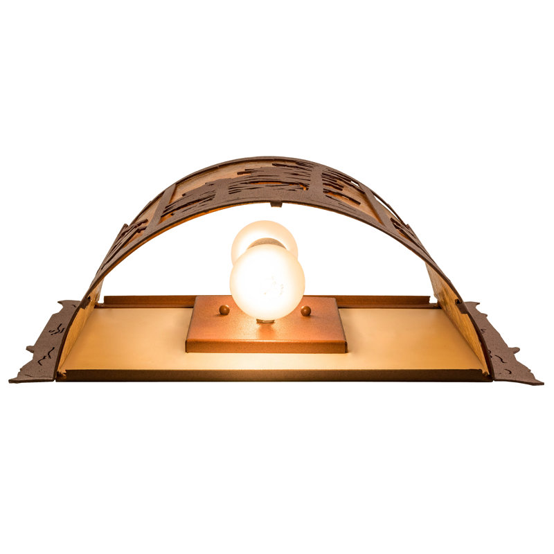Rustic Amber Mica 2-Light Wall Sconce with Rust Finish