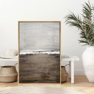 «Minimal Landscape Brown Abstract Landscape», reproduction sur toile flottante