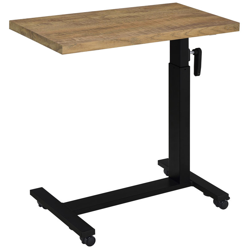 Lit à hauteur réglable, plateau en manguier de 71 cm (28 pouces), plage de réglage de 69 à 99 cm (27 à 39 pouces), manivelle fluide pour un positionnement personnalisé, base en pouces, manivelle.