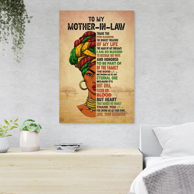 «Lady with Rings On Neck - To My Mother-in-Law, Thank You For Raising The Bigesth Treasure Of My Life», reproduction d'art rectangulaire sur toile tendue 1 pièce