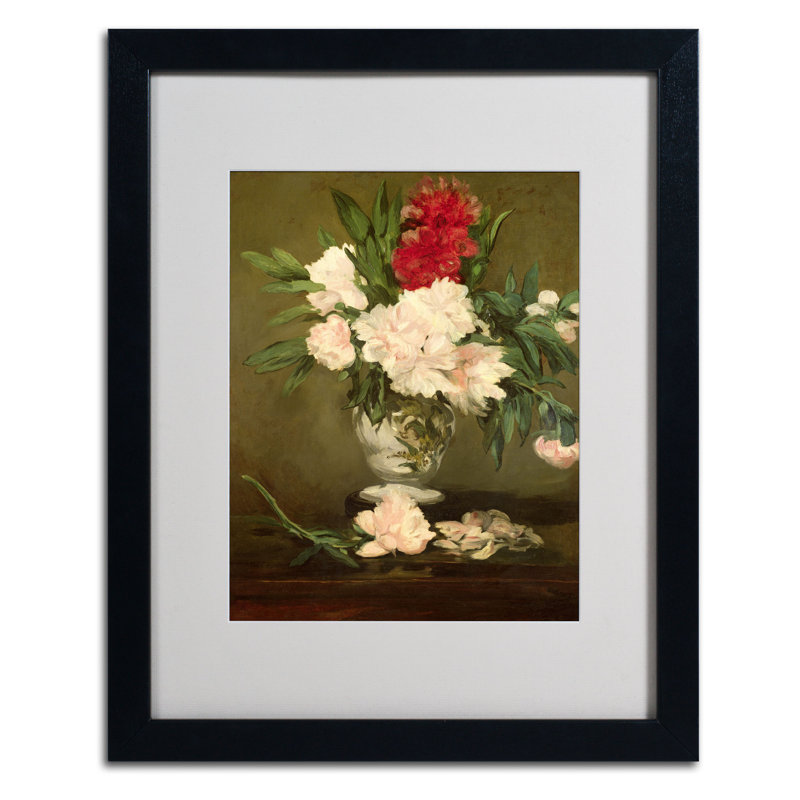 Vase de pivoines, 1864 par Edward Manet - reproduction de cadre photo, Noir, H 20 po x l 16 po x P 0,5 po