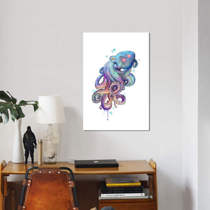 «Octopus», impression sur toile, H 40 po x l 26 po x P 1,5 po, Toile tendue, Pas de tapis
