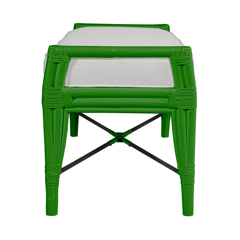 Malacca Upholstered Bench, Bright Green