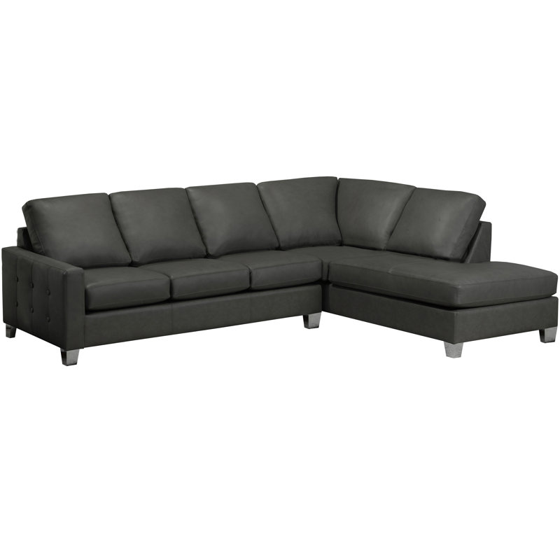 Prescot Upholstered L-Shaped Sectional Right Hand Facing, Charcoal Gray