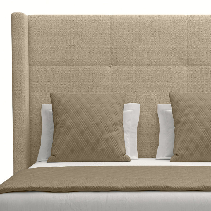 Lit tapissier standard Esparto, Grand lit taille mi-haute, Revolution® graine de lin