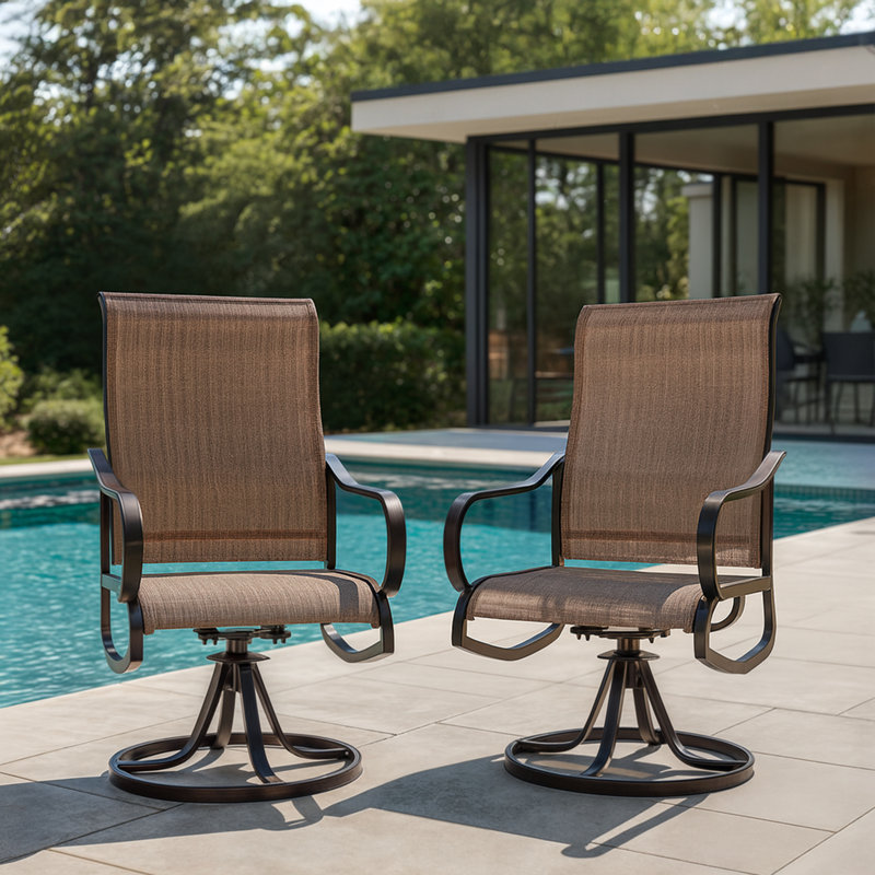 Fauteuil de patio extérieur en acier Angeli, Taupe