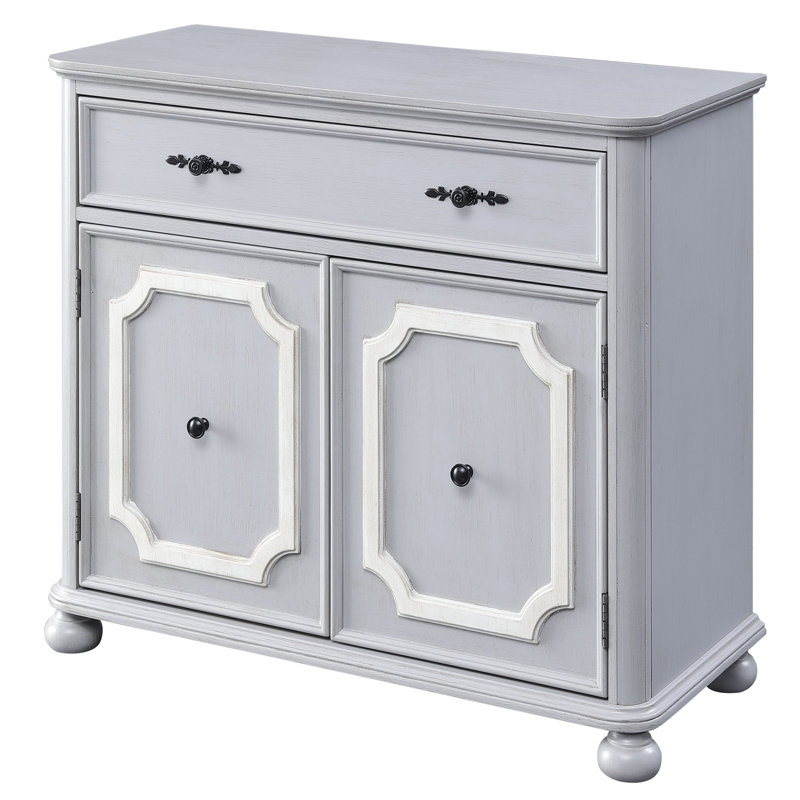 Armoire décorative grise avec 2 portes et 1 tiroir - Fascination en pi