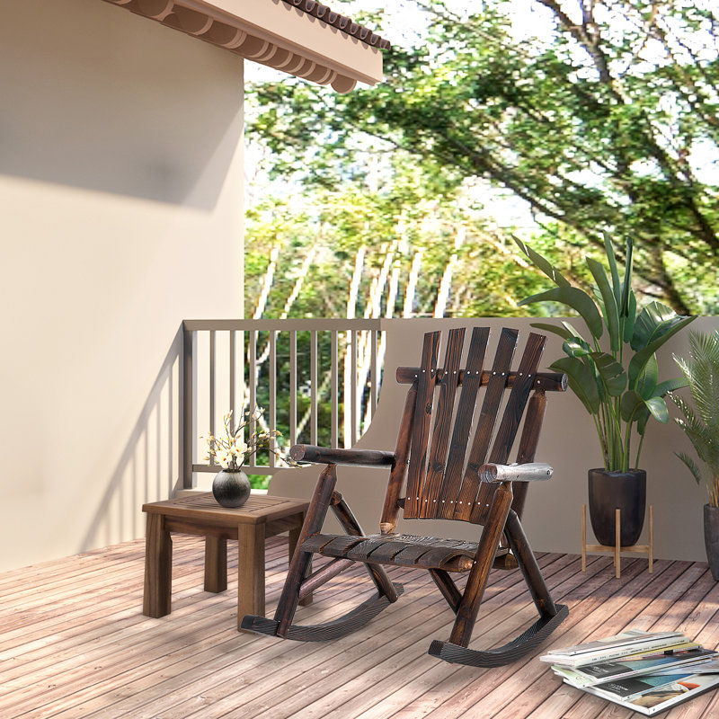Chaise berçante d'extérieur en bois Outsunny, Marron foncé