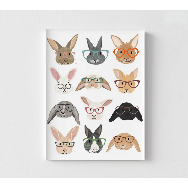 Lapins dans des verres par Hanna Melin, impression d'affiche de lapin mignon pour enfants, décor de salle de jeu de lapin, art mural de chambre de bébé animal mignon, décor neutre