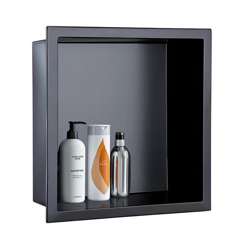 Niche de douche encastrée 16 po x 16 po en acier inoxydable noir mat