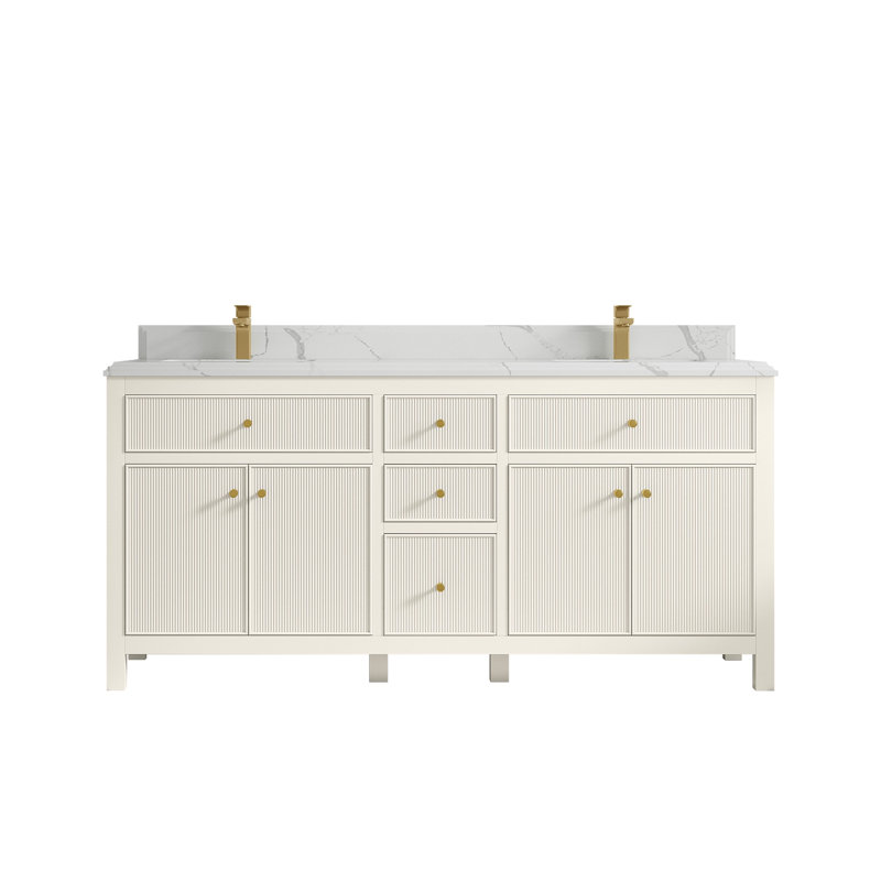 Meuble-lavabo double 72 po avec plateau Sonoma, Calacatta Laza