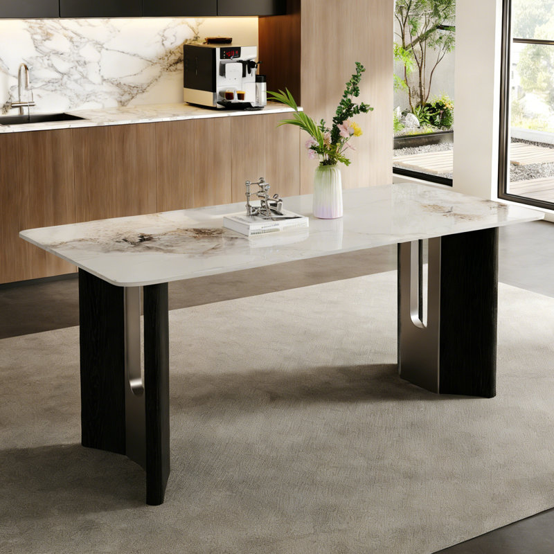 Table de salle à manger rectangulaire Luxury, 7 pièces : table, 6 chaises, H 29,53 po x l 70,87 po x P 35,43 po