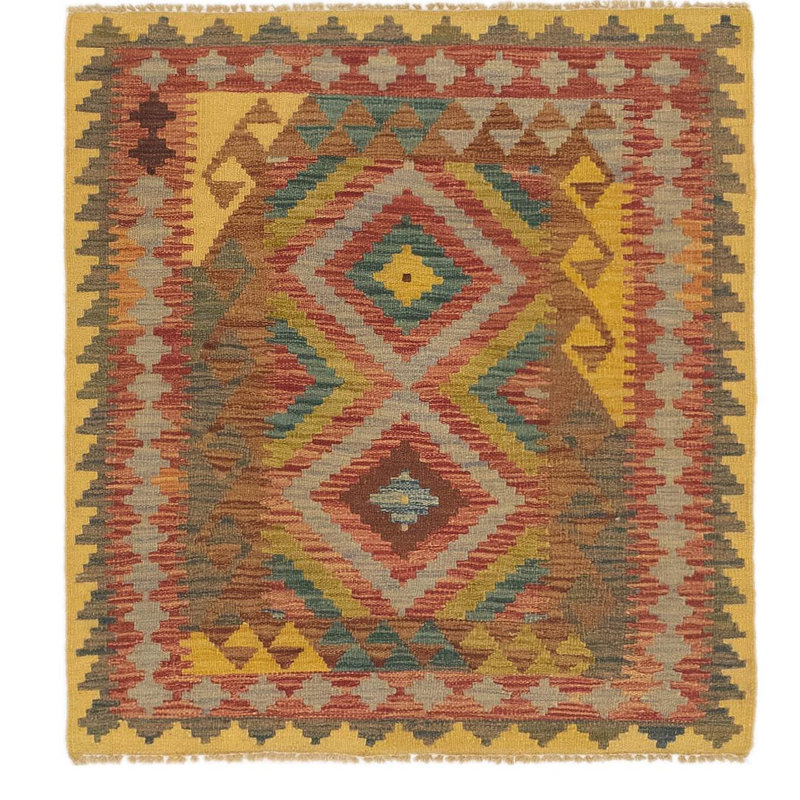 Tapis de zone en laine noué la/brun 3 pi 3 po x 3 pi 6 po one-of-kind-the main Lorain