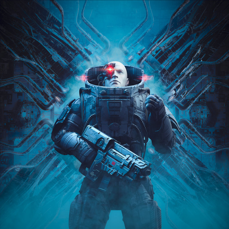 Cyberpunk Soldier Alien by Grandeduc - Wrapped Canvas Print, 30cm H x 30cm W
