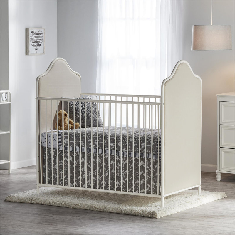 Lit de bébé rembourré convertible 2-en-1, Crème