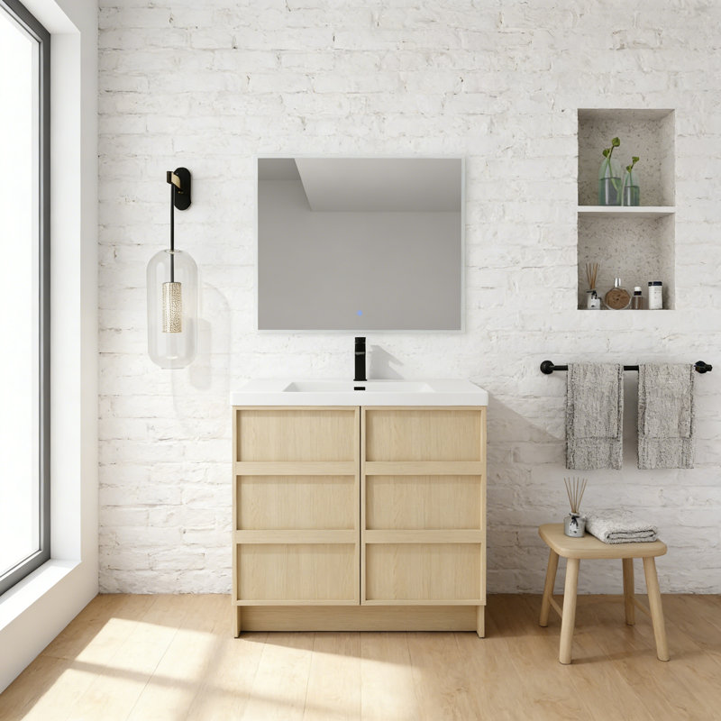 Meuble-lavabo autoportant avec lavabo en résine