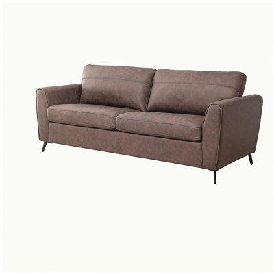 Canapé-lit convertible 2 places - Similicuir, structure en bois, style Mid-Century (salon)