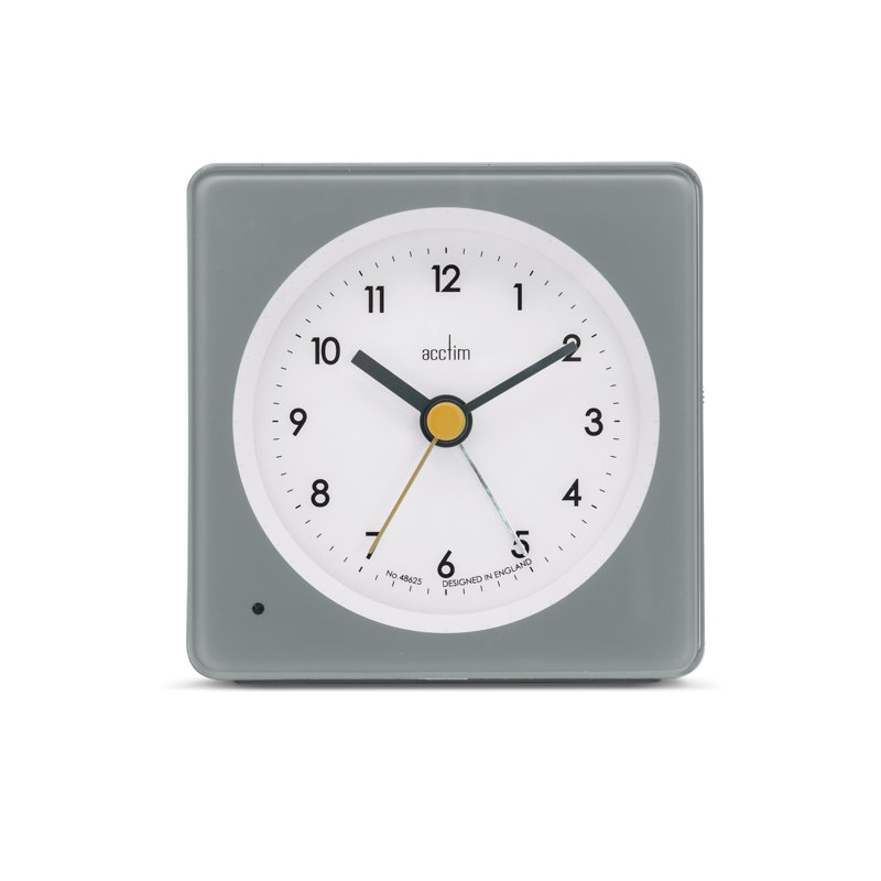 Acctim Barber Analogue Alarm Clock Smartlite® Crescendo Easy Set Alarm, Pigeon Grey