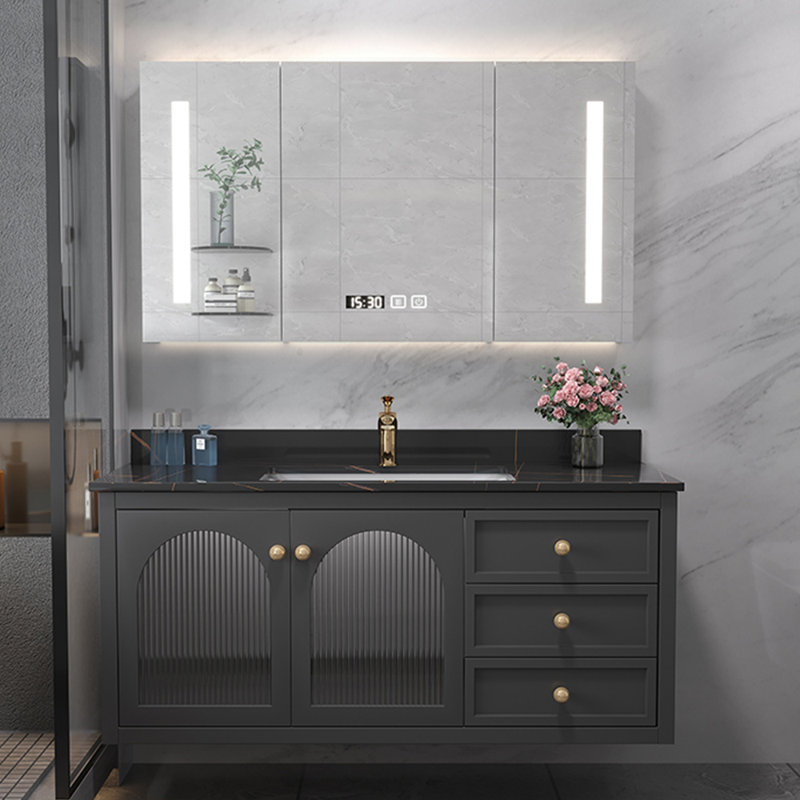 Armoire de salle de bain simple, moderne et légère, H 19,7 po x l 47,2 po x P 21,7 po, Noir
