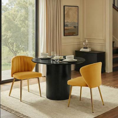 Chaise de salle à manger capitonnée en velours à oreilles moderne Euclid
