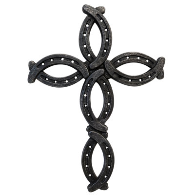 Iron Rustic Wall Cross Horseshoe Design