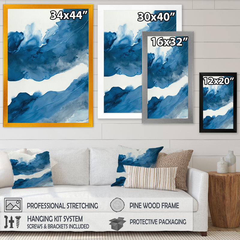 «Imperial Blue Solitude VII», reproduction sur toile, Impression noire sur toile encadrée, L 12 po x H 20 po