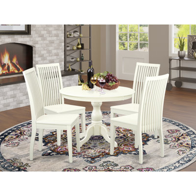 Karev 4 - Person Rubberwood Solid Wood Dining Set by Alcott Hill