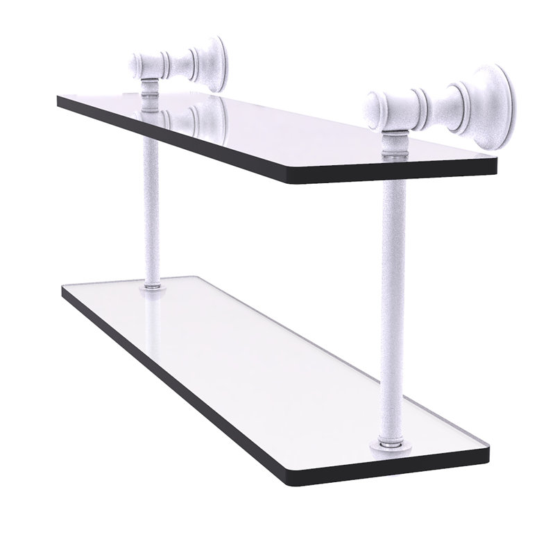 Freyja 2 Piece Glass Tiered Shelf, 5.6" H x 16" W x 9.2" D, Matte White
