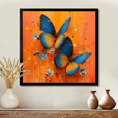 «Blue Orange Butterfly Wings Beauty II», impression d'art mural papillon