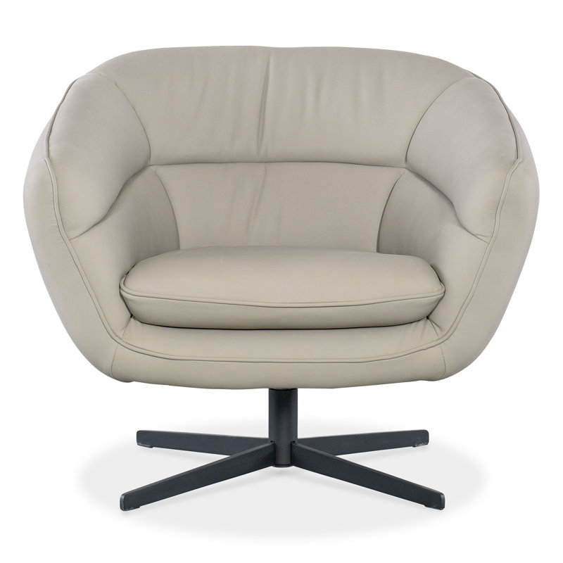 CC Swivel Armchair, Beige Genuine Leather