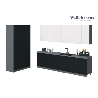 Ensemble d'armoires de cuisine en panneau de fibres à densité moyenne (MDF) H 96 po x l 123 po x P 50 po FK-OASIS