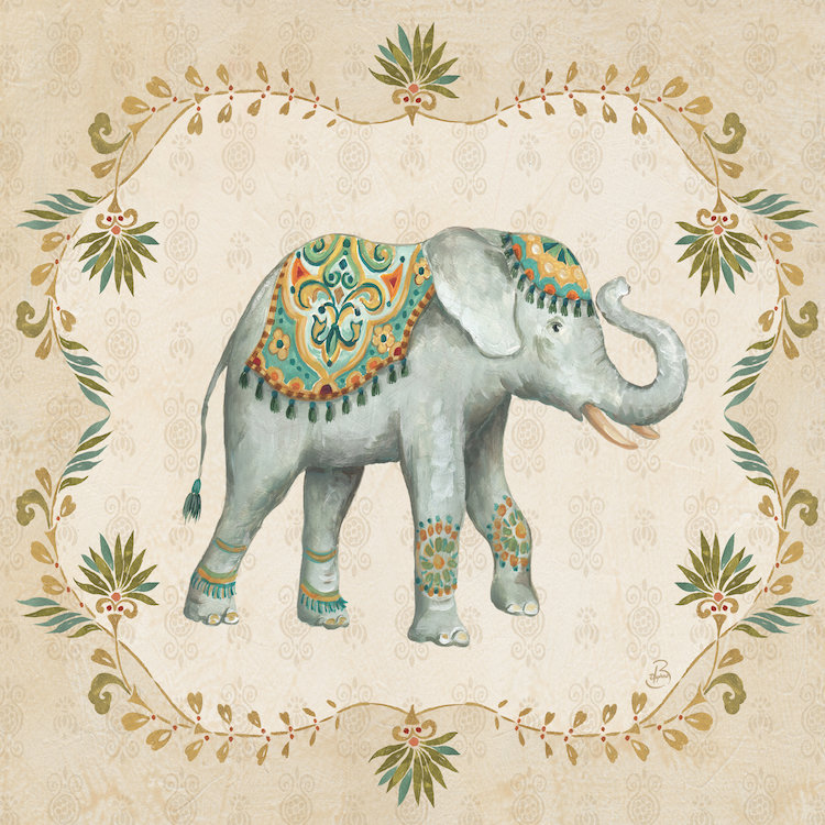 « éléphant walk iv », impression sur toile tendue, H 12 po x l 12 po x P 1,5 po, Toile tendue, Pas de tapis