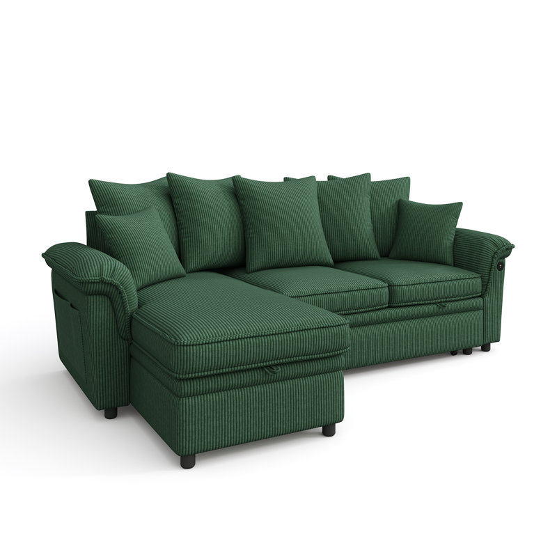 Upholstered Sectional, Elio Green Corduroy