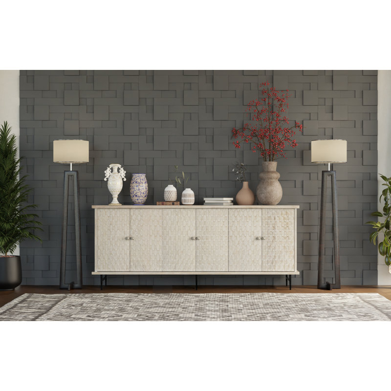 Hollingsworth 90'' Solid Wood Sideboard, Cream