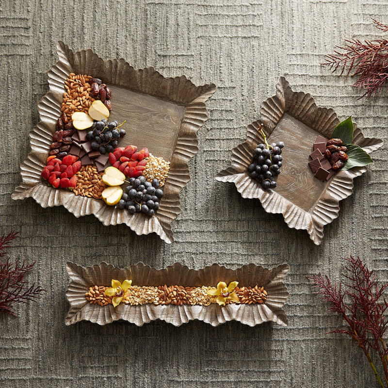 Lorenza Solid Wood Decorative Tray, 2" H x 18" W x 18" D