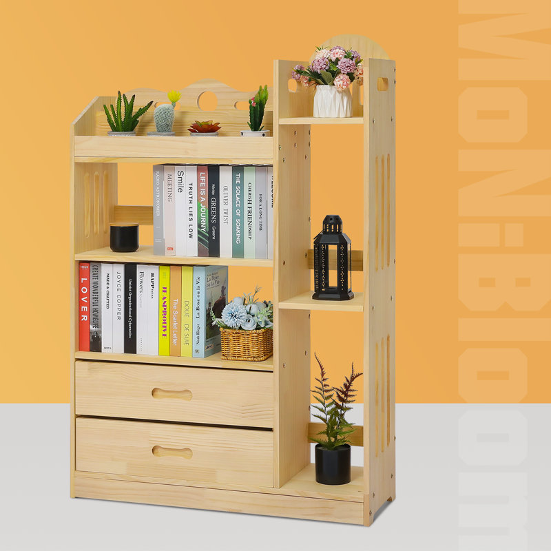Bibliothèque à niveaux multiples avec rangement en bois massif