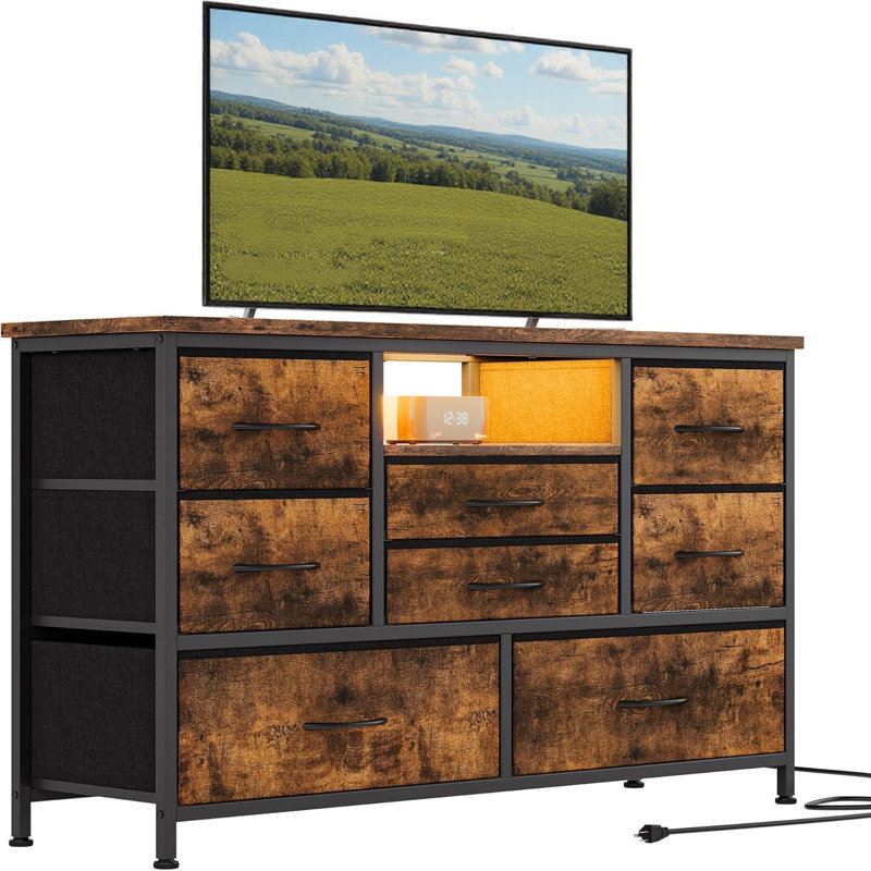 Metal 120.4cm W 8 - Drawer Chest of Drawers, Brown