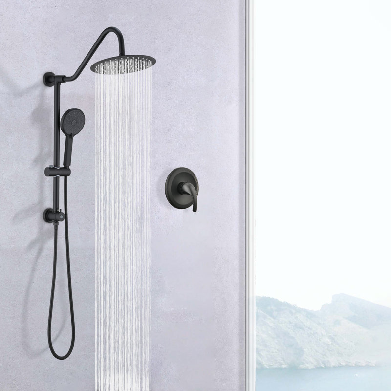 Complete Shower System with Rough in-Valve, Matte Black