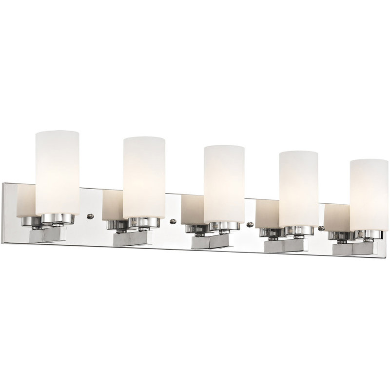 Polished Chrome 6-Light Vanity with Satin Opal Glass