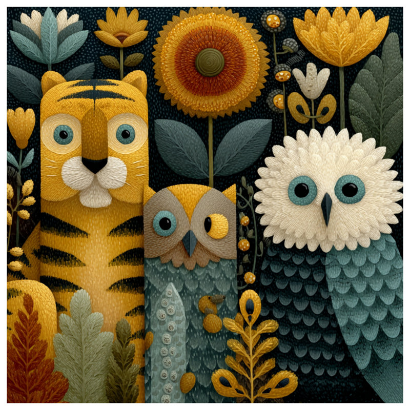 Édredon Tiger Owl Illustration, Très grand lit