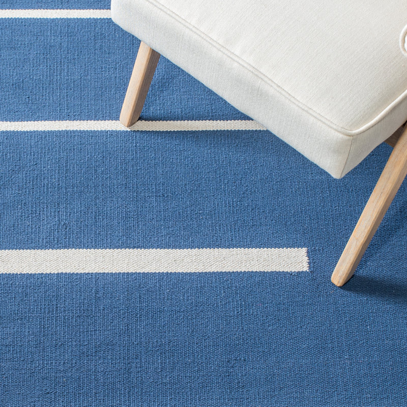 Estrelita Hand Woven Cotton Striped Rug, Rectangle 4' x 6'