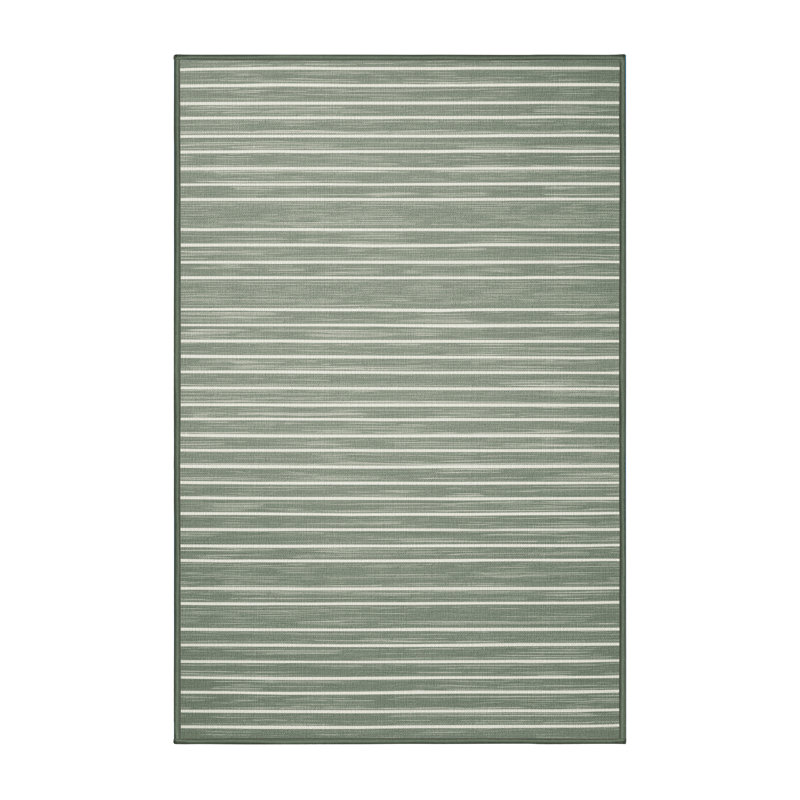 Tapis vert à rayures horizontales lavable à la machine, Rectangle 5 pi x 7 pi