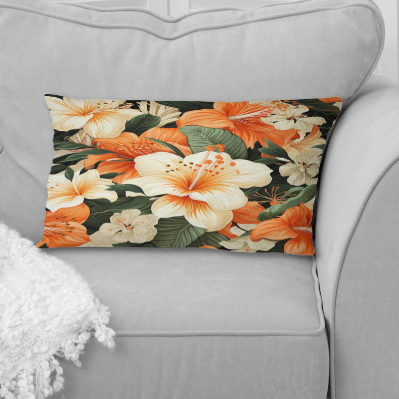 Papaya Dreams, motif tropical III - coussin floral en polyester