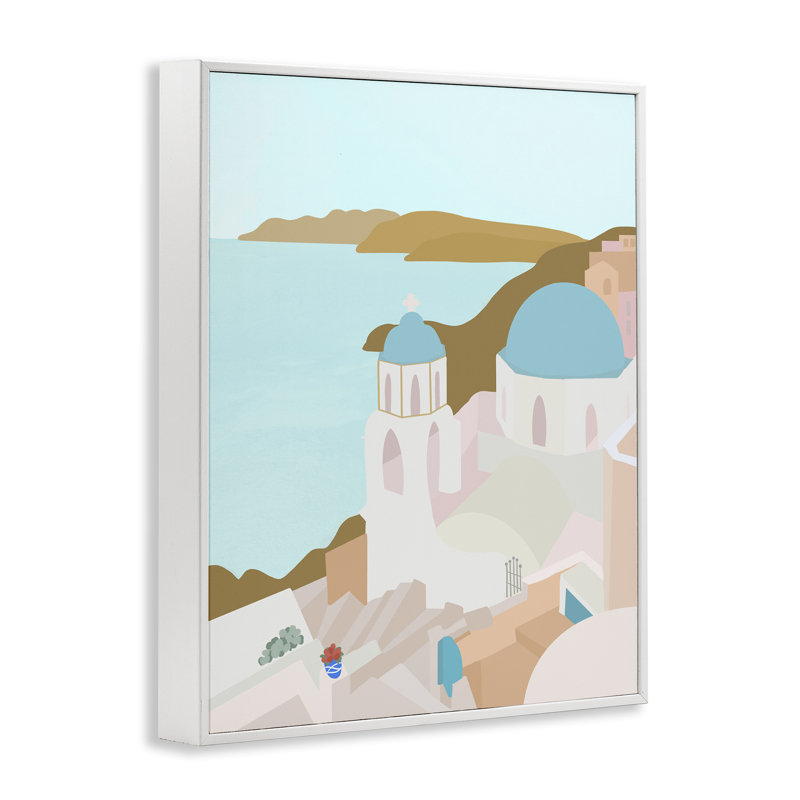 Coastal Santorini Vibes, giclée encadrée, design par Anna Quach, H 20 po x l 16 po