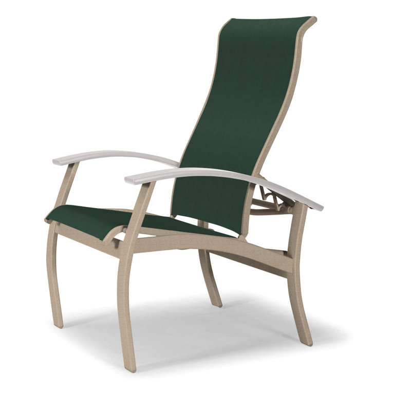 Chaise de patio Askar, Blanc, Vert forêt 22D Sunbrella® vert, Désert texturé