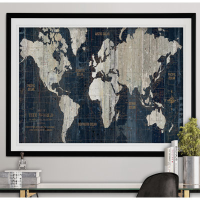 «OLD World Map» de Pedra, reproduction d'art encadrée