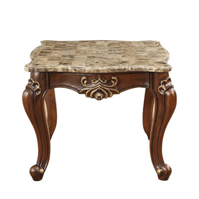 Shalisa End Table, Marble Top & Walnut Finish