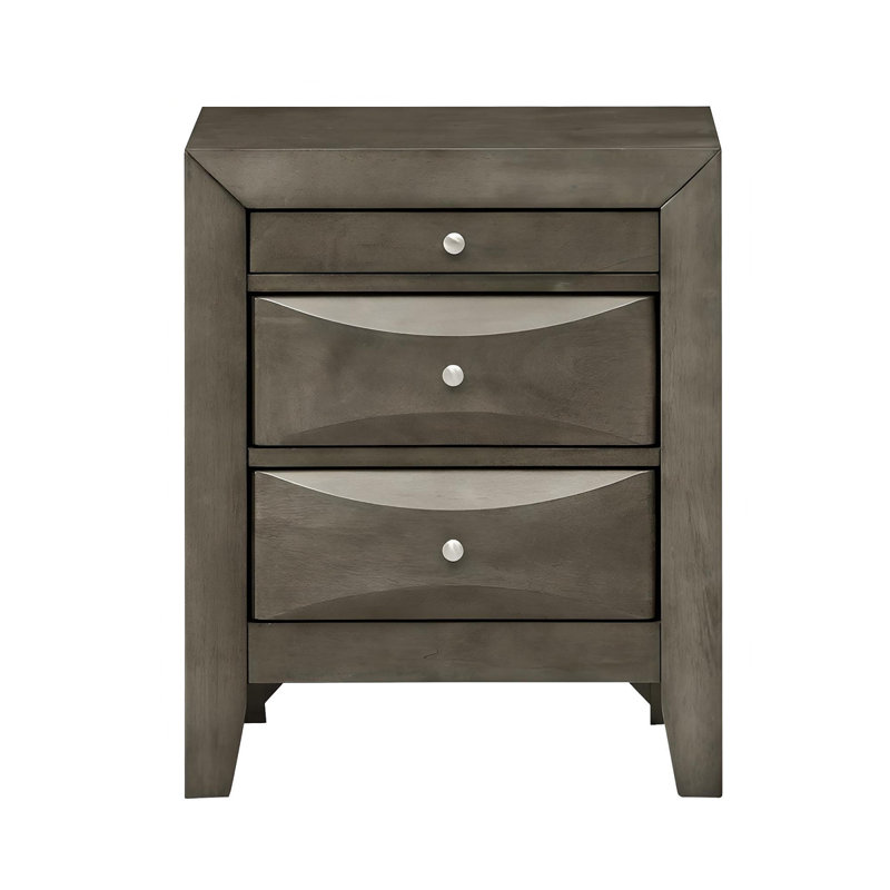 Table de chevet élégante avec tiroirs, Gris