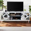 Meuble télé en miroir pour téléviseur de 65 pouces et plus, console à 2 armoires argentées, support d'accessoires de salon moderne, avec rangement ouvert et 2 armoires, décoration