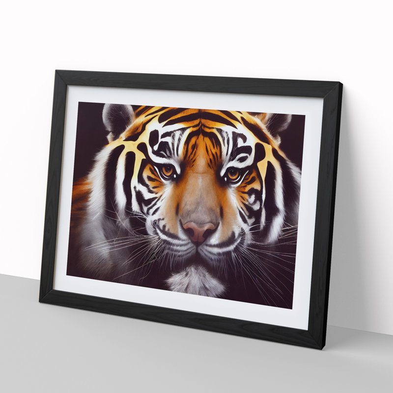 Lovely Tiger - Single Picture Frame Print, Black, 46cm H x 64cm W